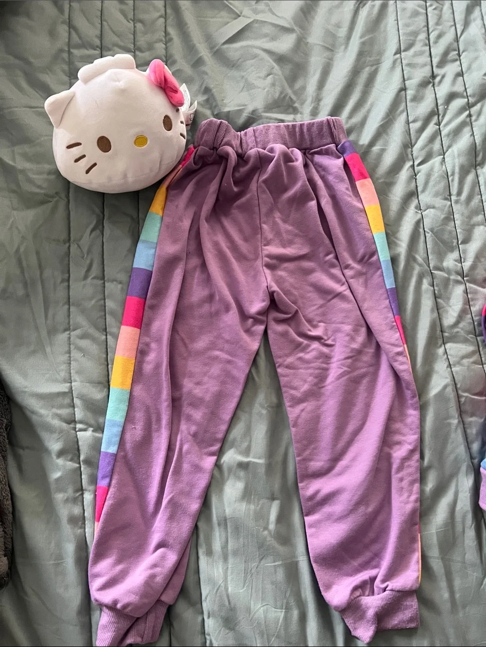 Girls Rainbow Stripe Purple Lounge Pajama Set